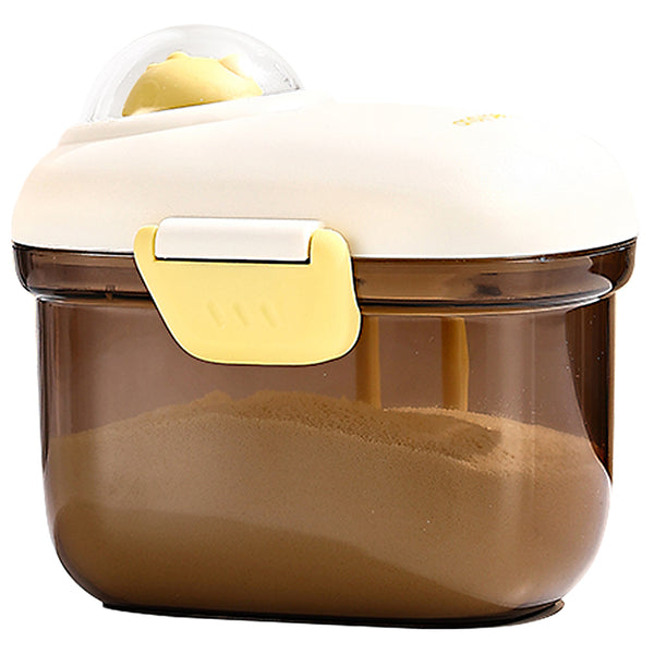 Bebamour Baby Milk Powder Dispenser Cute Dairy Cow Portable Milk Powder Storage Container for Travel Outdoor Activity Airtight Food Snacks Box with Lid, Leveler and Spoon