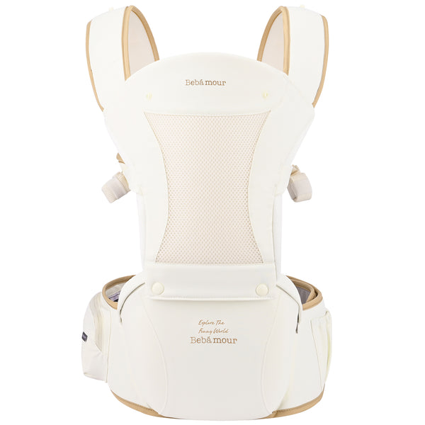 Bebamour Baby Carrier Front and Back Carry Baby Newborns to Toddler Baby Hip Carrier with 3 Pieces Teething Pads