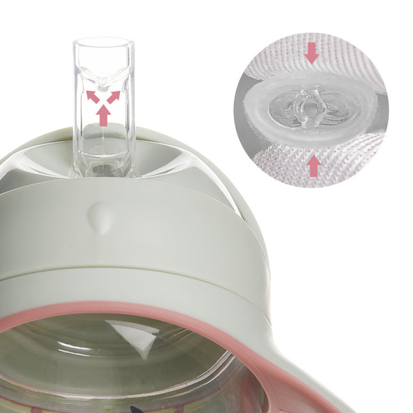 Bebamour Baby Sippy Cup with Straw for Baby and Toddler with Double Handle BPA Free, No Spill Safe Learner Bottle