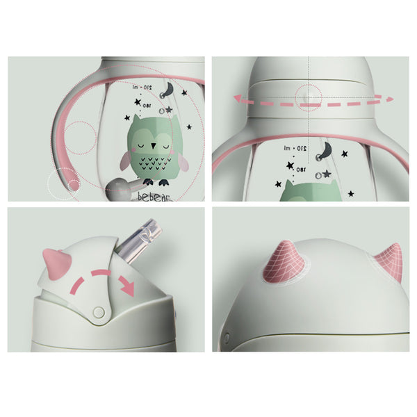 Bebamour Baby Sippy Cup with Straw for Baby and Toddler with Double Handle BPA Free, No Spill Safe Learner Bottle