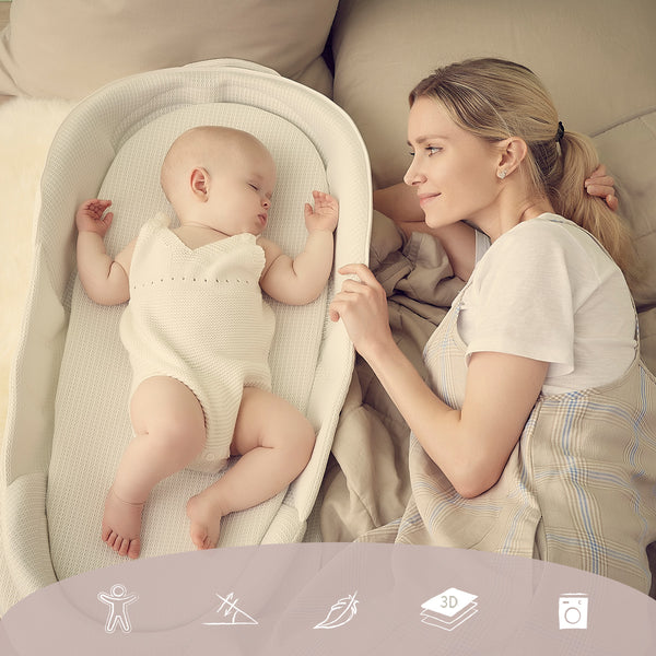 Bebamour Baby Portable Bed Foldable Bassinet for Bed Bionic Travel Bed Womb-Like Protector Baby Snuggle Nest Bed Cosleeping Baby Bed 0-36 Months