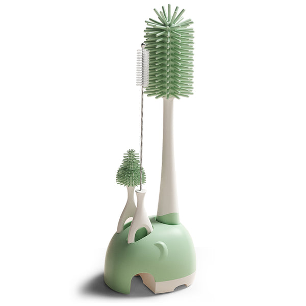 Bebamour Stand Baby Bottle Brushes for Cleaning 4 in 1 Soft Baby Bottle Brush, Teat Brush, Straw Cleaner, Water Storage Tray for Stand Bottle Brushes Cleaner Set