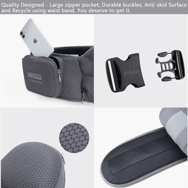 Bebamour Baby Carrier Hip Seat Carrier Baby Waist Seat 0-36 Months,Approved by U.S. Safety Standards