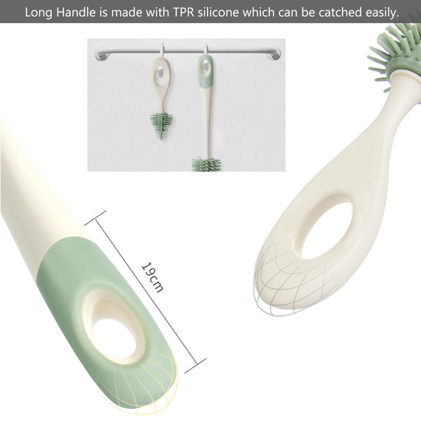 Bebamour Stand Baby Bottle Brushes for Cleaning 4 in 1 Soft Baby Bottle Brush, Teat Brush, Straw Cleaner, Water Storage Tray for Stand Bottle Brushes Cleaner Set