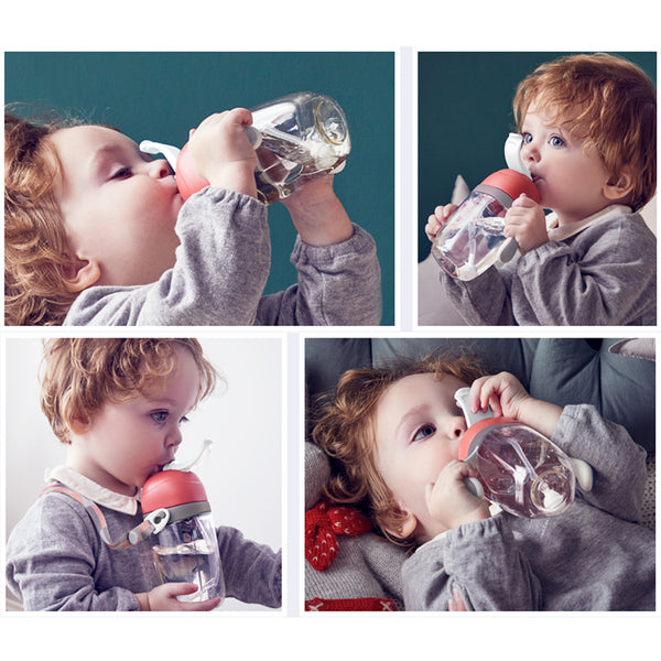 Bebamour Sippy Cup for Baby 6-12 Months Spill-Proof Sippy Cup with Straw for Kids Water Bottle with Soft Silicon Spout Cup for Toddlers, BPA Free, 240ML&300ML