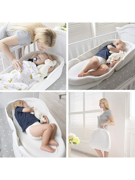 Bebamour Baby Portable Bed Foldable Bassinet for Bed Bionic Travel Bed Womb-Like Protector Baby Snuggle Nest Bed Cosleeping Baby Bed 0-36 Months