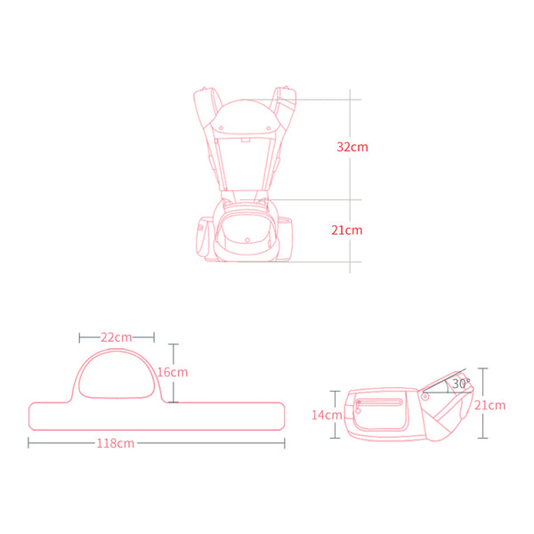 Bebamour Foldable Baby Carrier Hip Seat 6 in 1 Classical Desgined Baby Carrier Backpack 0-36months