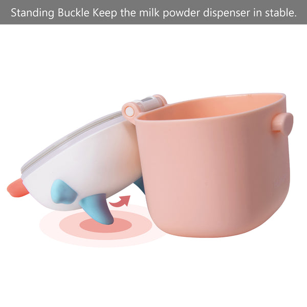 Bebamour Baby Milk Powder Dispenser Cute Dairy Cow Portable Milk Powder Storage Container for Travel Outdoor Activity Airtight Food Snacks Box with Lid, Leveler and Spoon, 450ML
