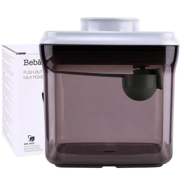 Bebamour Baby Milk Powder Dispenser Cute Dairy Cow Portable Milk Powder Storage Container for Travel Outdoor Activity Airtight Food Snacks Box with Lid, Leveler and Spoon, 450ML