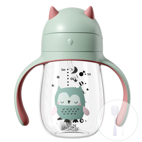 Bebamour Baby Sippy Cup with Straw for Baby and Toddler with Double Handle BPA Free, No Spill Safe Learner Bottle