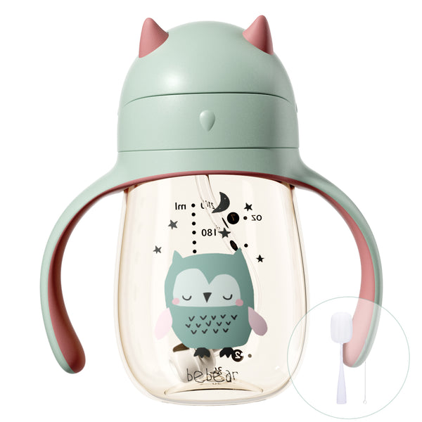Bebamour Baby Sippy Cup with Straw for Baby and Toddler with Double Handle BPA Free, No Spill Safe Learner Bottle