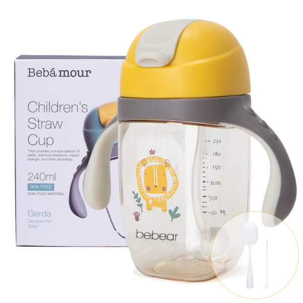 Bebamour Sippy Cup for Baby 6-12 Months Spill-Proof Sippy Cup with Straw for Kids Water Bottle with Soft Silicon Spout Cup for Toddlers, BPA Free, 240ML&300ML
