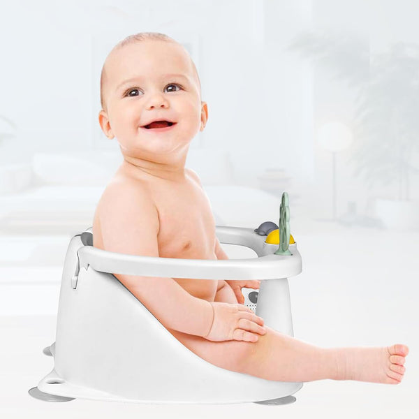 Bebamour Baby Bath Seat 6 Months Plus Folding Stand Baby Bath Tub with Strong Suction Spray-Designed Baby Bath Support Non Slip Bath Chair for Baby