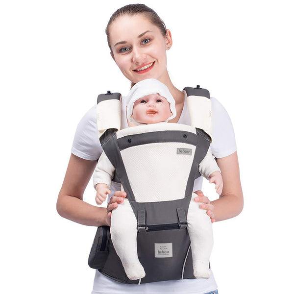 Bebamour Baby Carrier Front and Back Carry Baby Newborns to Toddler Baby Hip Carrier with 3 Pieces Teething Pads