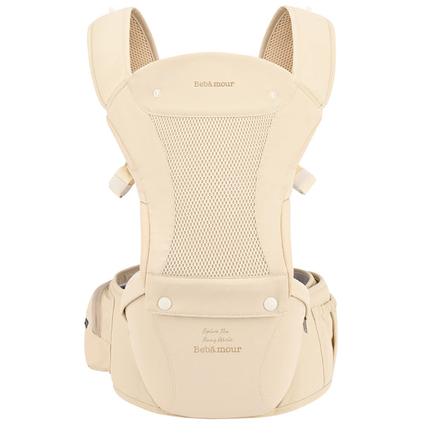 Bebamour Baby Carrier Front and Back Carry Baby Newborns to Toddler Baby Hip Carrier with 3 Pieces Teething Pads
