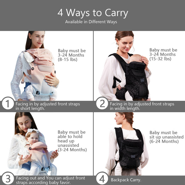 Bebamour Baby Carrier 3+Months 3D Air Mesh Baby Carrier for Infant and Toddlers Breathable Baby Carrier