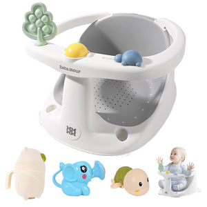 Bebamour Baby Bath Seat 6 Months Plus Folding Stand Baby Bath Tub with Strong Suction Spray-Designed Baby Bath Support Non Slip Bath Chair for Baby