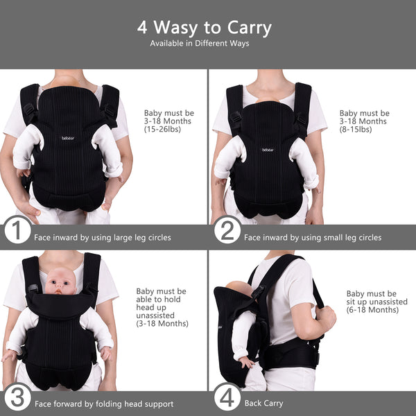 Bebamour Baby Carrier Front and Back Baby Carrier with 2 Shoulder Bibs