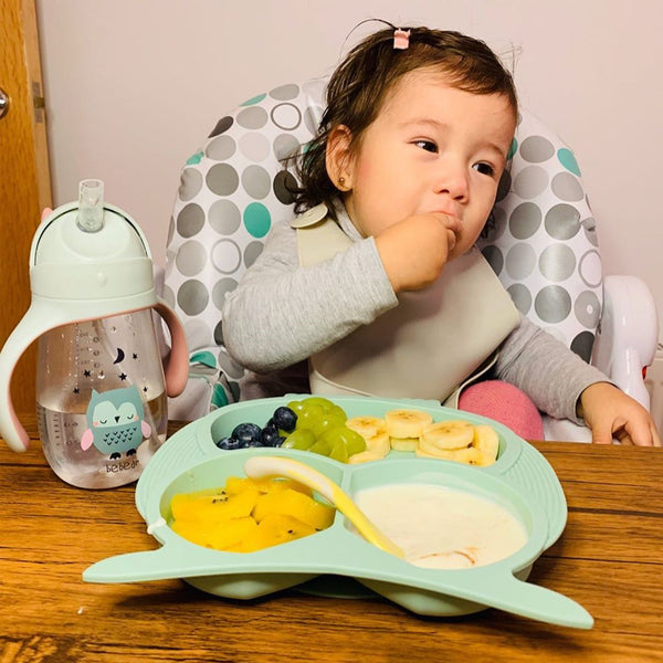 Bebamour Toddler Plates with Suction, Baby Toddler Plate for Stay Put Feeding Plate, BPA Free, FDA Approved Suction Plates for Toddlers, Dishwasher/Microwave Safe Silicone Placemat 21*21*3cm