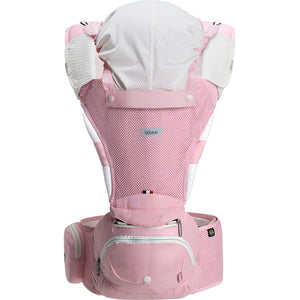 Bebamour Baby Carrier Summer Mesh Baby Carrier Hipseat 6 in 1 Baby Sling Foldable Large Storage