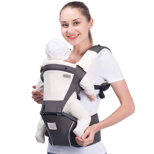 Bebamour Baby Carrier Front and Back Carry Baby Newborns to Toddler Baby Hip Carrier with 3 Pieces Teething Pads