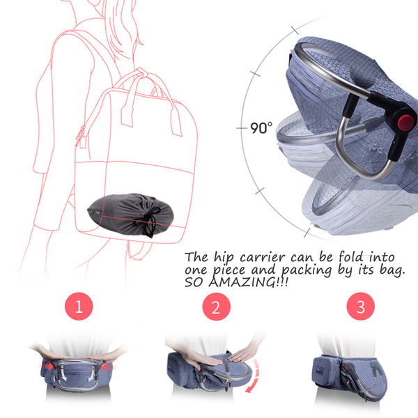 Bebamour Foldable Baby Hip Seat Carrier Ergonomic Toddler Waist Seat for 0-36 Months