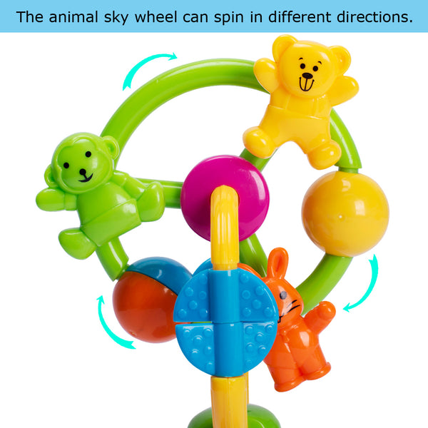 Bebamour Baby Toys for 3 Months+ Animal Carousel Suction Toys for Highchair Rattle Toy for Baby Ferris Wheel Rotating Wheel Windmill Bell Toddler Play Toys Child Kids Toys Spinning Wheel Suction Chair