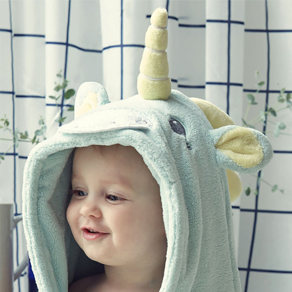 Bebamour Hoooded Baby Towel for Bath/Beach, 100% Cotton Hooded Towel for Kids, Unicorn Designed Bath Towl/Beach Towel, Ultra Soft Children Swimming/Bath Towel with Hood for Girls/Boys
