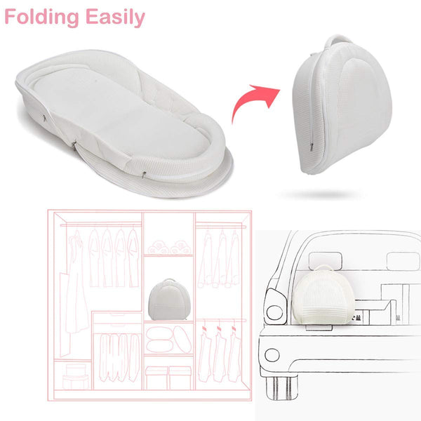 Bebamour Baby Portable Bed Foldable Bassinet for Bed Bionic Travel Bed Womb-Like Protector Baby Snuggle Nest Bed Cosleeping Baby Bed 0-36 Months