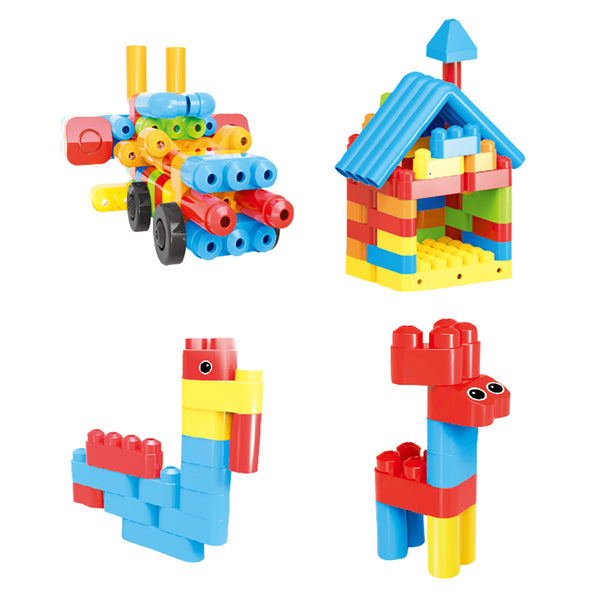 Bebamour 68PCS Tube Lock Building Blocks Early Educational Kid Building Blocks DIY Toys Plugging Toy Assemble Car Construction Toy for 3 Year Old Kid